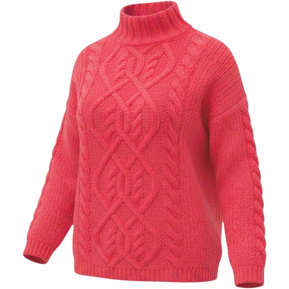 Rare VINTAGE EXPRESS TRICOT‎ CROWN LABEL Red mock neck cable hand knit sweater L